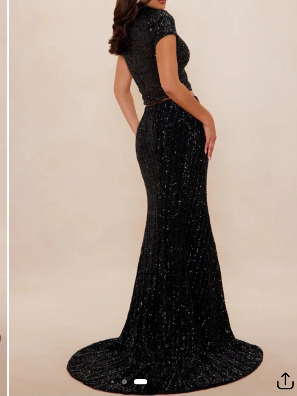 NWT Fashion Nova Luxe Black Sequin High-Slit Maxi Skirt